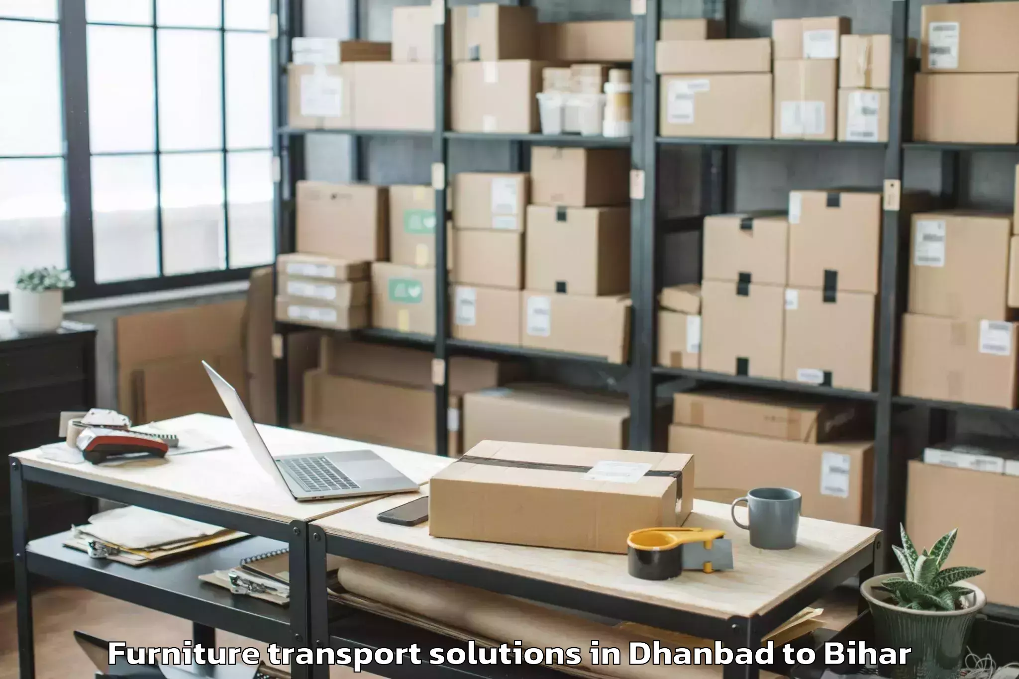 Book Dhanbad to Tetaria Furniture Transport Solutions Online